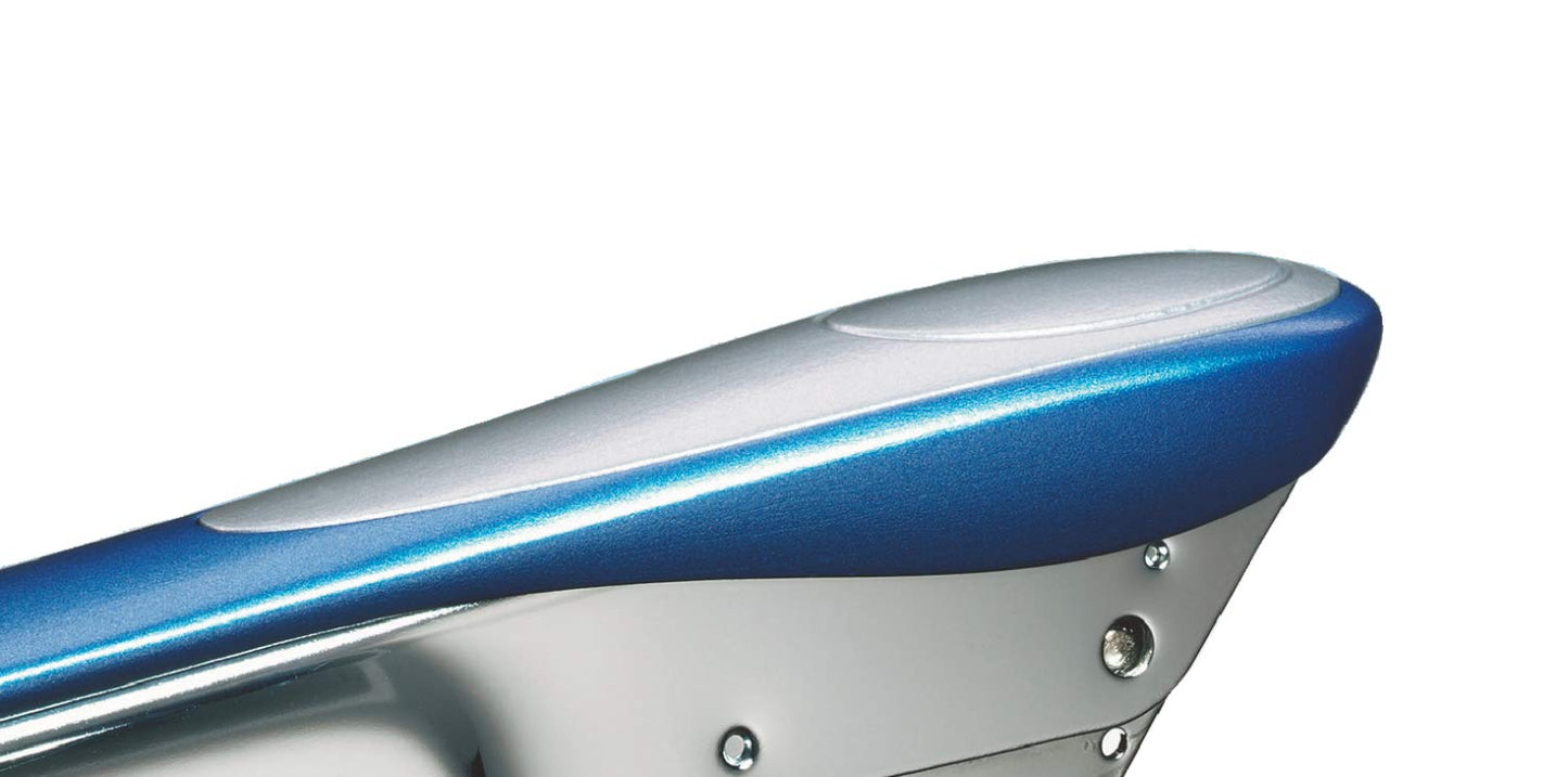 Leitz stapler, for 15 sheets, ergonomic metal design with rubber surfaces, top-loading mechanism, for staples P2 (no. 10), blue, 55450033.