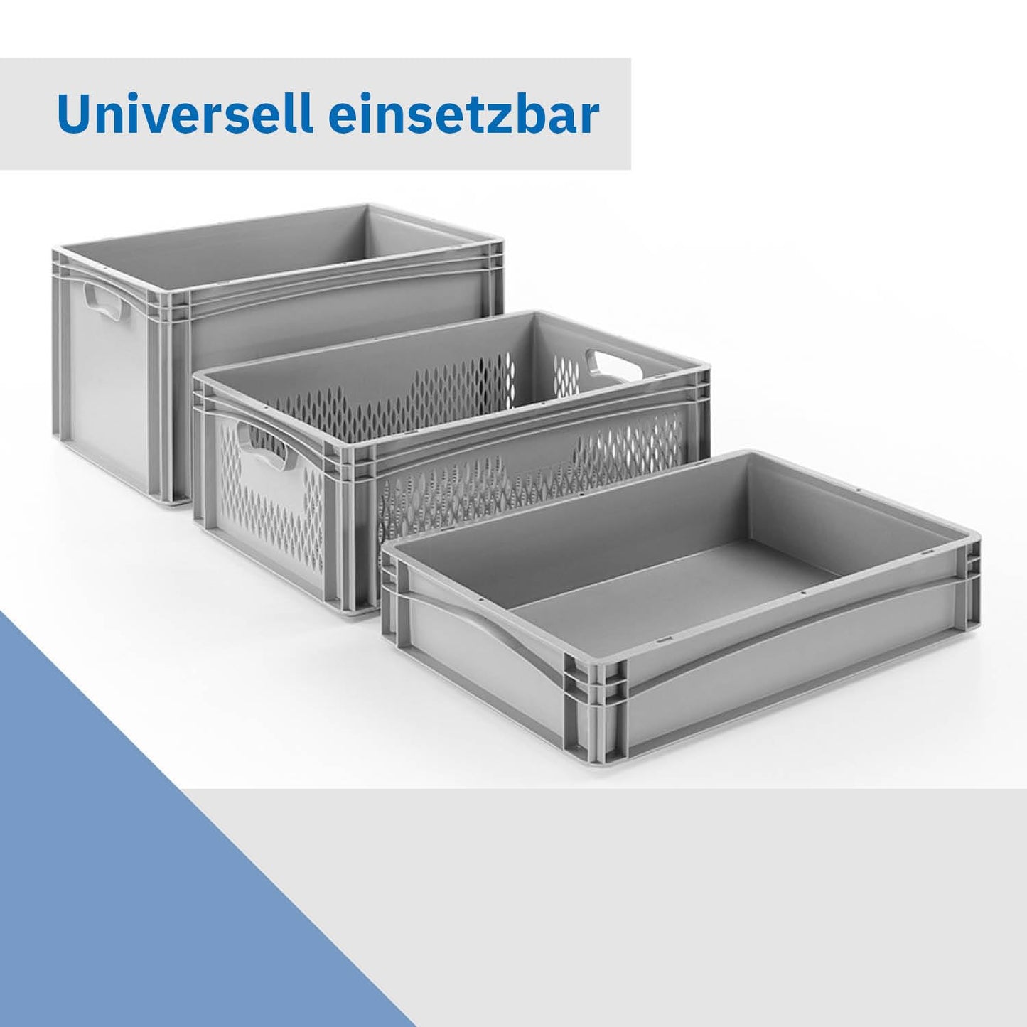 THE BOX FACTORY Euro container 600x400x320mm | Storage box | Plastic crates | Storage containers with handles | Sturdy stacking box | Euro box | Reusable container