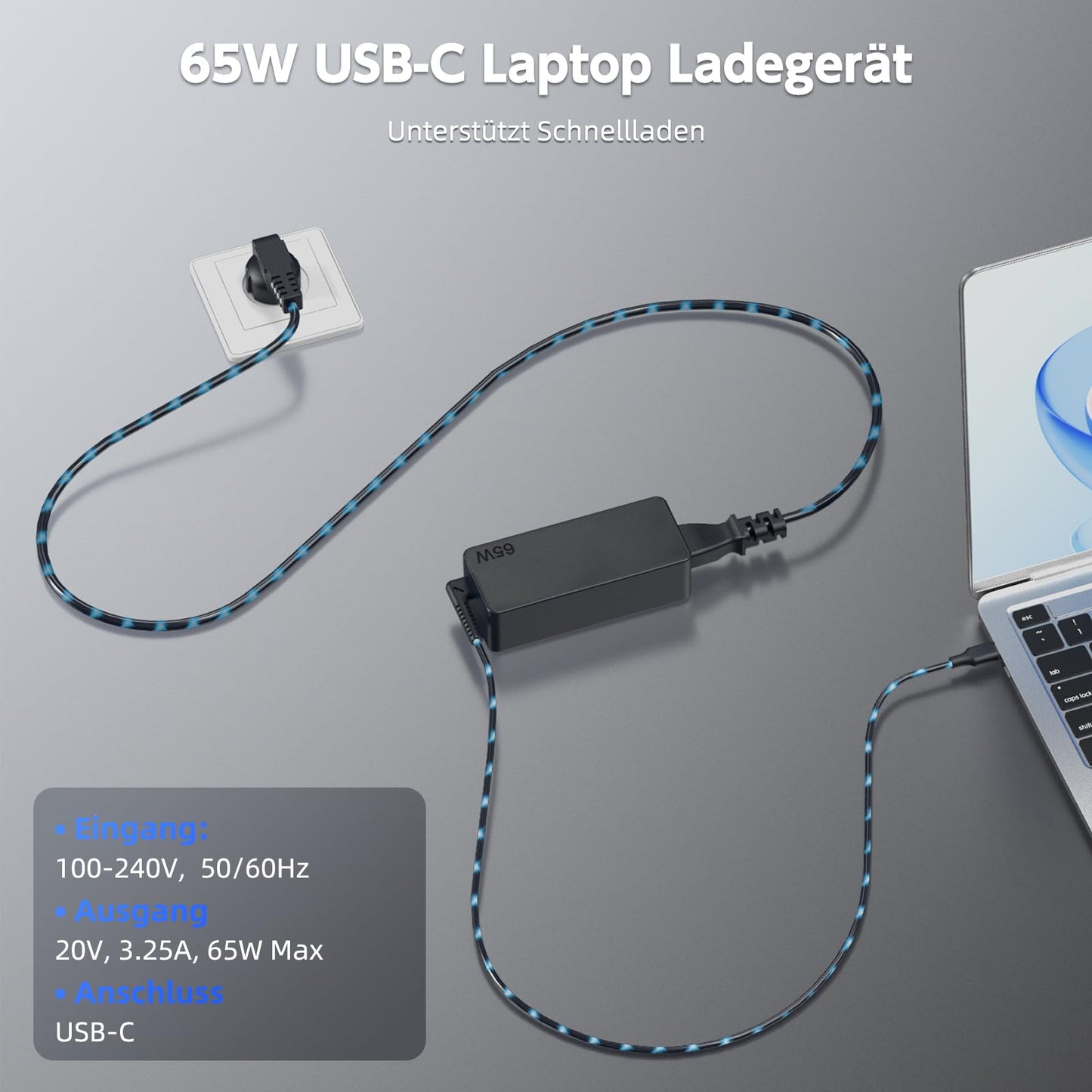65W/45W power adapter USB C laptop charger compatible with Lenovo ThinkPad X1 Carbon T14 T480 T490 T580 E14 E15 E580 E590 L14 L15 Yoga C740 C940 Slim 7 - Type C laptop charger fast charger.