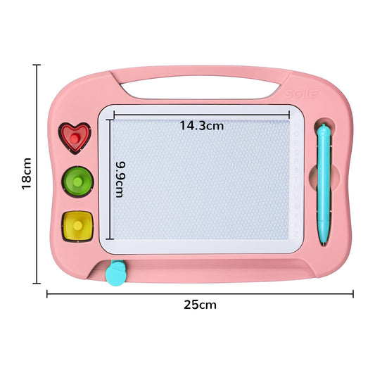 SGILE Magic Drawing Board Kids Magnetic Doodle Board, Colorful erasable magnetic board with magnetic pen and 3 stamps, Magic drawing board for travel, birthday, educational gift for toddlers, pink