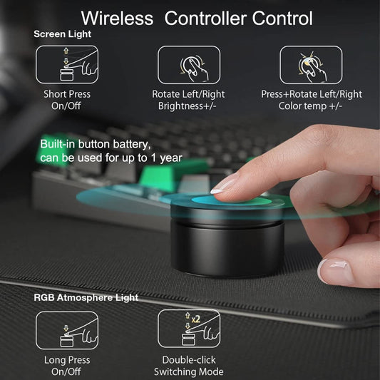 Vanyuei computer lamp for curved/flat monitor, with RGB backlighting, wireless remote control, touch control, no screen glare, curved screen light for gaming.