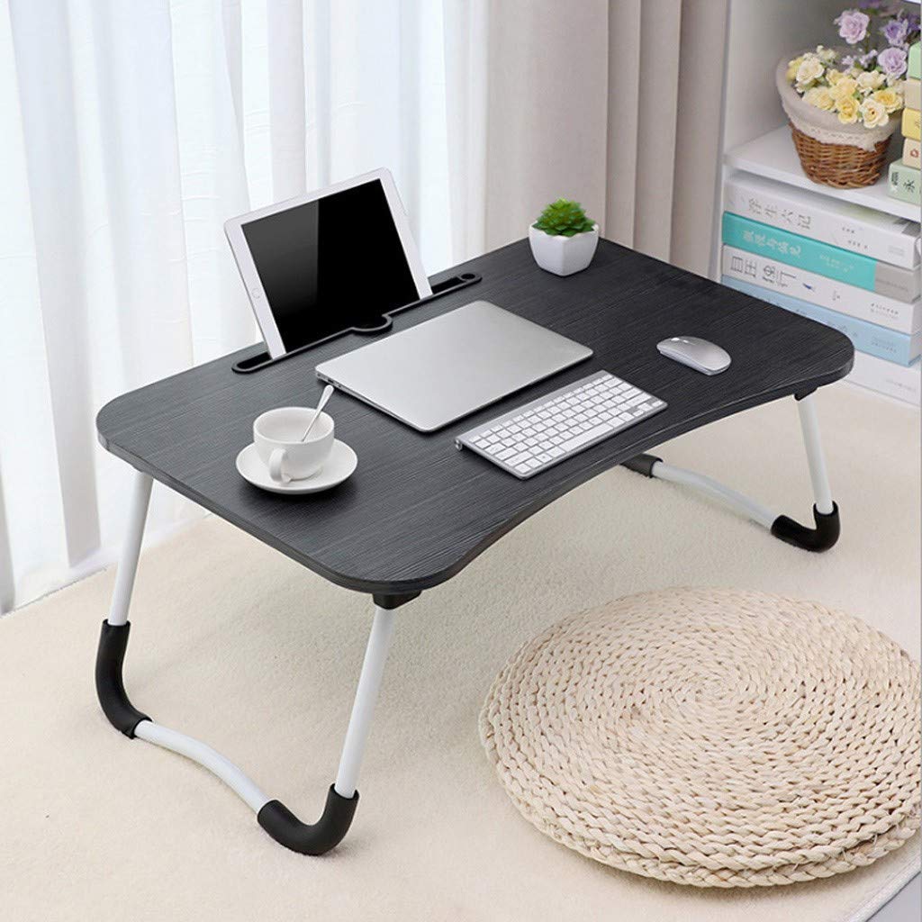 Adjustable laptop bed table Lap Standing Desk for bed and sofa Laptop Lap Desk Folding Breakfast Serving Tray Notebook Stand Reading Holder for couch floor Kids (60 x 40 cm)