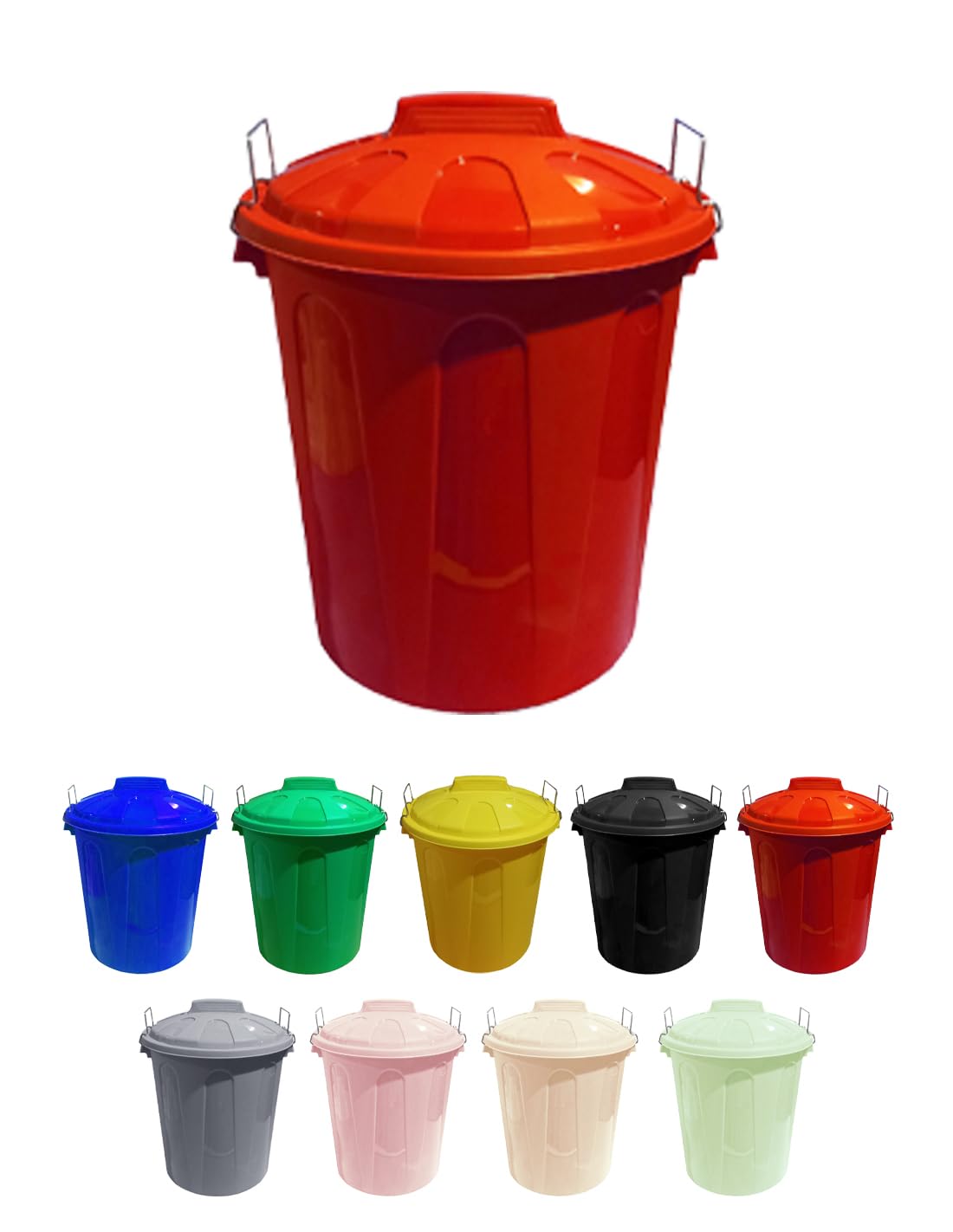 Jardin202 Plastic Trash Can with Lid, for storage and recycling (100 liters, Red)