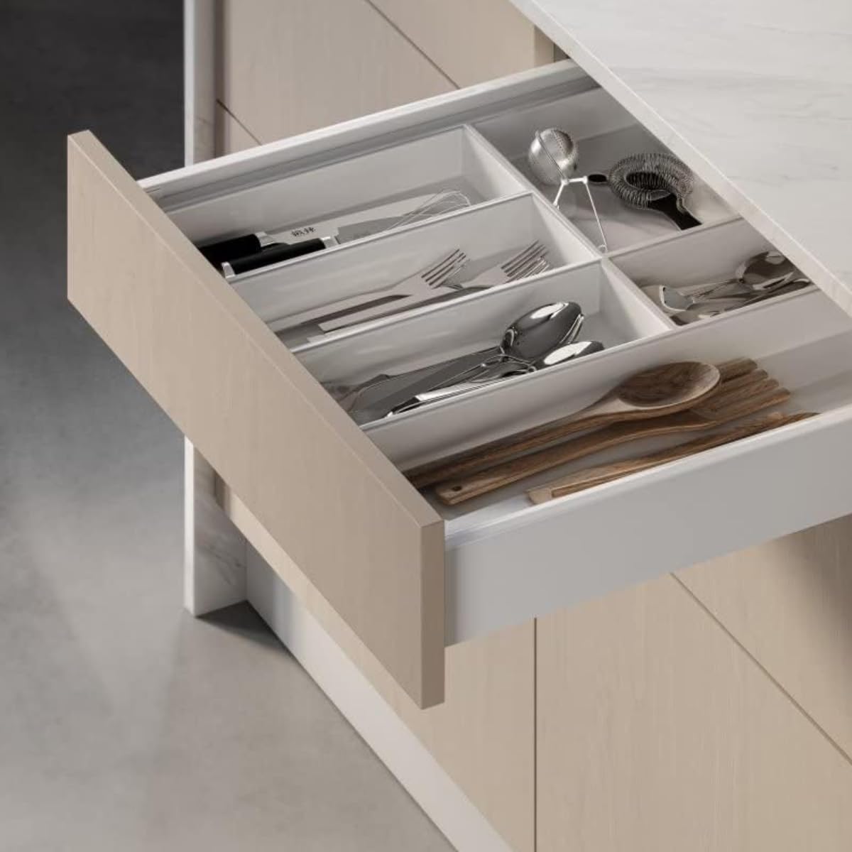 GTV drawer slides AXIS PRO I drawer runners with full extension I Anthracite I load capacity up to 40 kg I Push to Open systems I easy access I Width: 300 mm I Height: 86 mm.