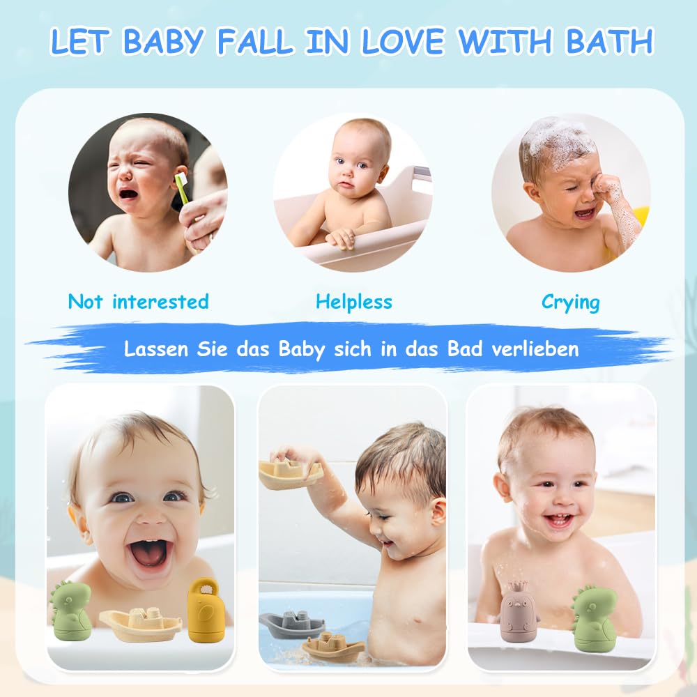 BIQIQI Baby Bath Toys, 15 Pieces Bathtub Toy Baby Silicone Water Toys Kids with Spray Animals Boats Bath Spoons, Floating Swimming Pool Bath Tub Pool Bath Toy for Toddlers