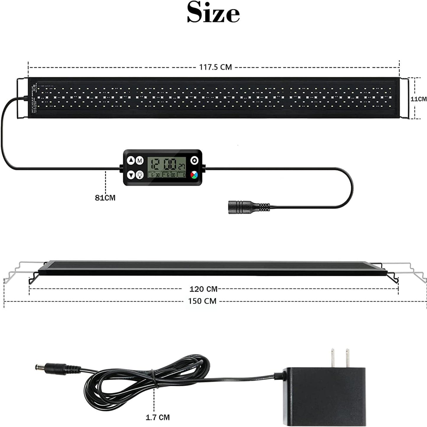 Aquarium LED Lighting, 42W Dimmable Aquarium Light with Timer for 120cm 2815 lumen Aquarium Fish Tank Fish Plant with Adjustable Bracket