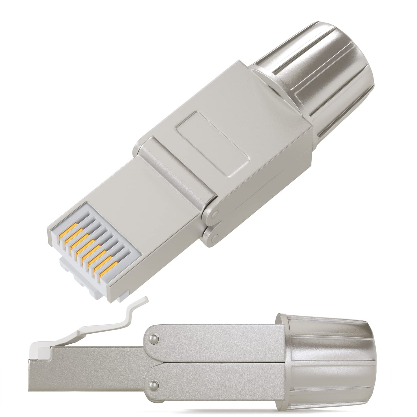 HB-DIGITAL 12x CAT 7 RJ45 plugs Network Connector for solid LAN cables Installation cable Ethernet - tool-free LSA - 10 Gbit/s AWG 22-24 fully shielded STP 50μ gold-plated contacts