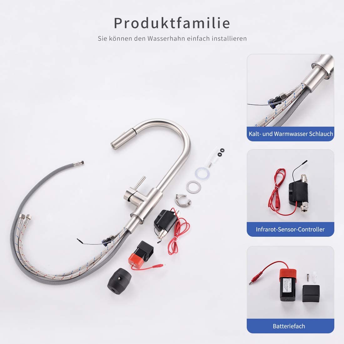 AIMADI Touch Sensor Kitchen Faucet Faucet with Pull-Out Sprayer 360° Rotatable Sink Faucet Mixer Tap Single Handle Kitchen Sink Faucet Brushed Nickel