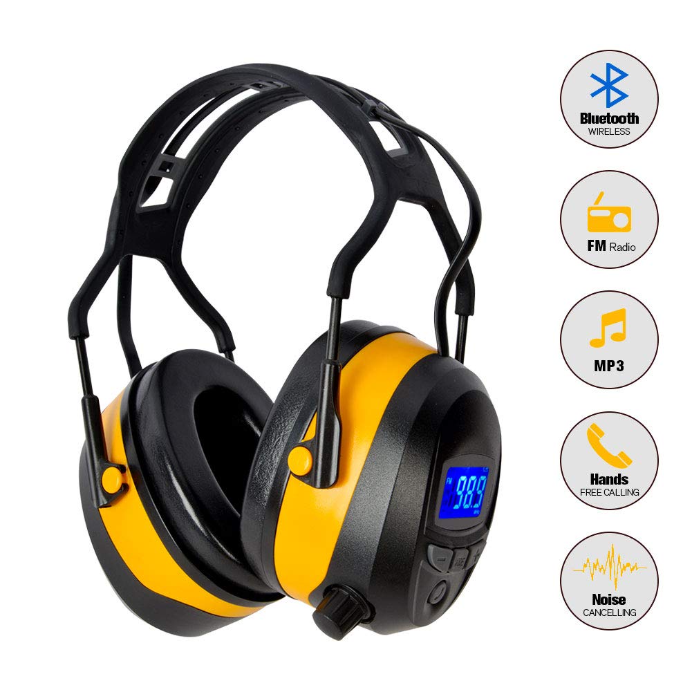 Gardtech ear protection, earmuffs with Radio/Bluetooth/FM, safety ear defenders with NRR 29dB, noise cancelling headphones for men and women, protective headphones for shooting and mowing.
