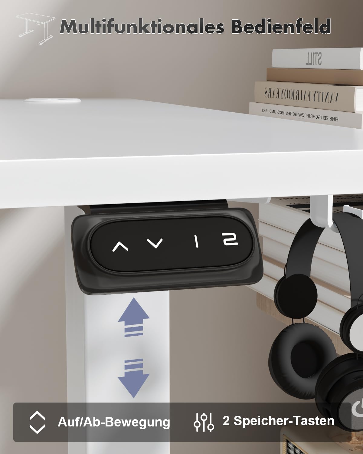Devoko Height Adjustable Desk, Electric Standing Desk Adjustable Height Table, Sit-Stand Office Desk, Computer Desk with Memory Function, Standing Desk, Office Desk, 100 x 60 cm, White