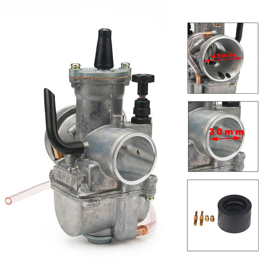 30mm carburetor, Power Jet motorcycle carburetor for dirt bikes, motocross motorcycles, go-karts, scooters, quads, and ATVs.