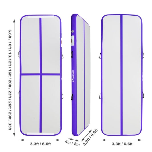 FBSPORT Airtrack Mat, 10cm Thickened 5M Tumbling Mat, Gymnastics Mat with Air Pump, Training Mat with Carry Bag, Exercise Mat for Home, Outdoor, Yoga