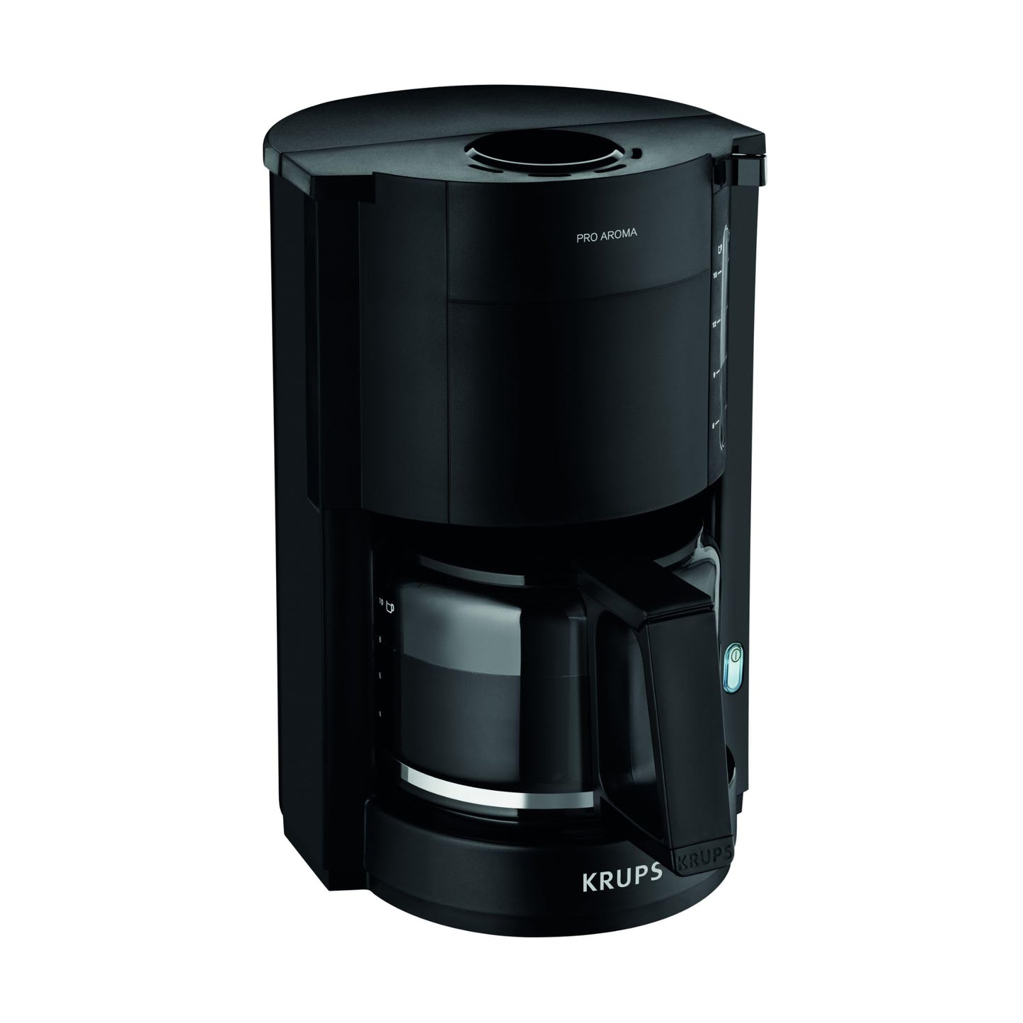 Krups ProAroma filter coffee machine with glass carafe, keep warm function, automatic shut-off, 10 cups, 1,050 W, white, F30901.