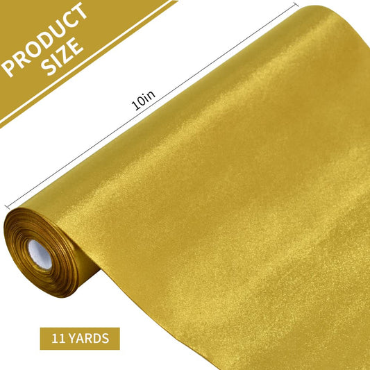 TONIFUL 25.4 cmx9.1 m, dark gold satin ribbon, extra wide Christmas ribbon for outdoor use, ribbon cutting ceremony, grand opening ribbon, table runner, gift wrapping, wedding decoration
