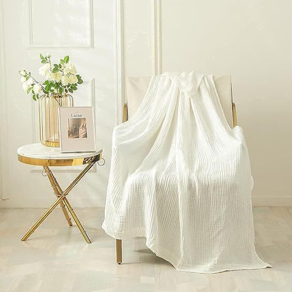 Vgpbphj Muslin Blanket, Summer Muslin Blanket 150 x 200, 100% Natural Muslin Blanket Lightweight Soft, Muslin Blanket for Adults as Cuddly Blanket, Bed, Couch Throw (Burgundy, Queen (150x200cm))