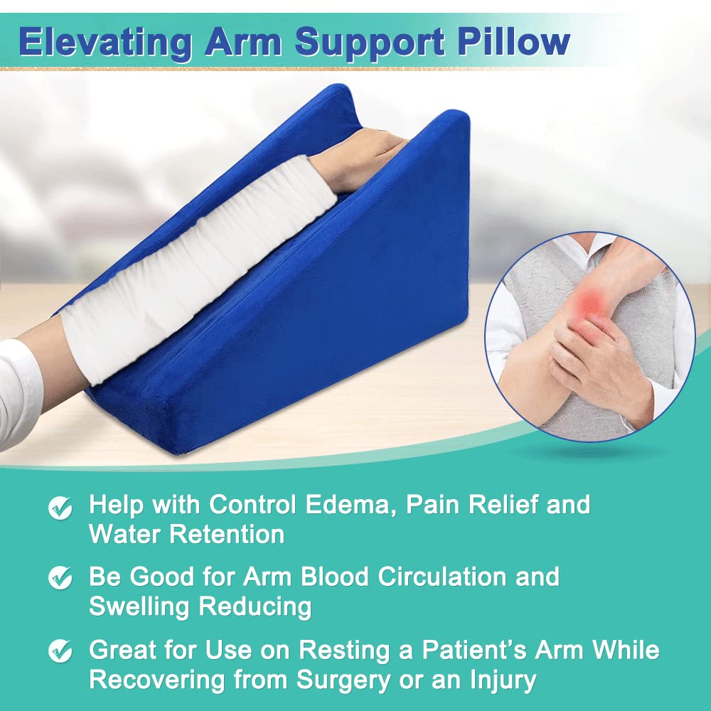 Arm elevation pillow, support arm wedge, elevation pillow post-surgery, raised wedge arm pillow for sleeping, wheelchair arm cushion, elbow pad, recovery after surgeries