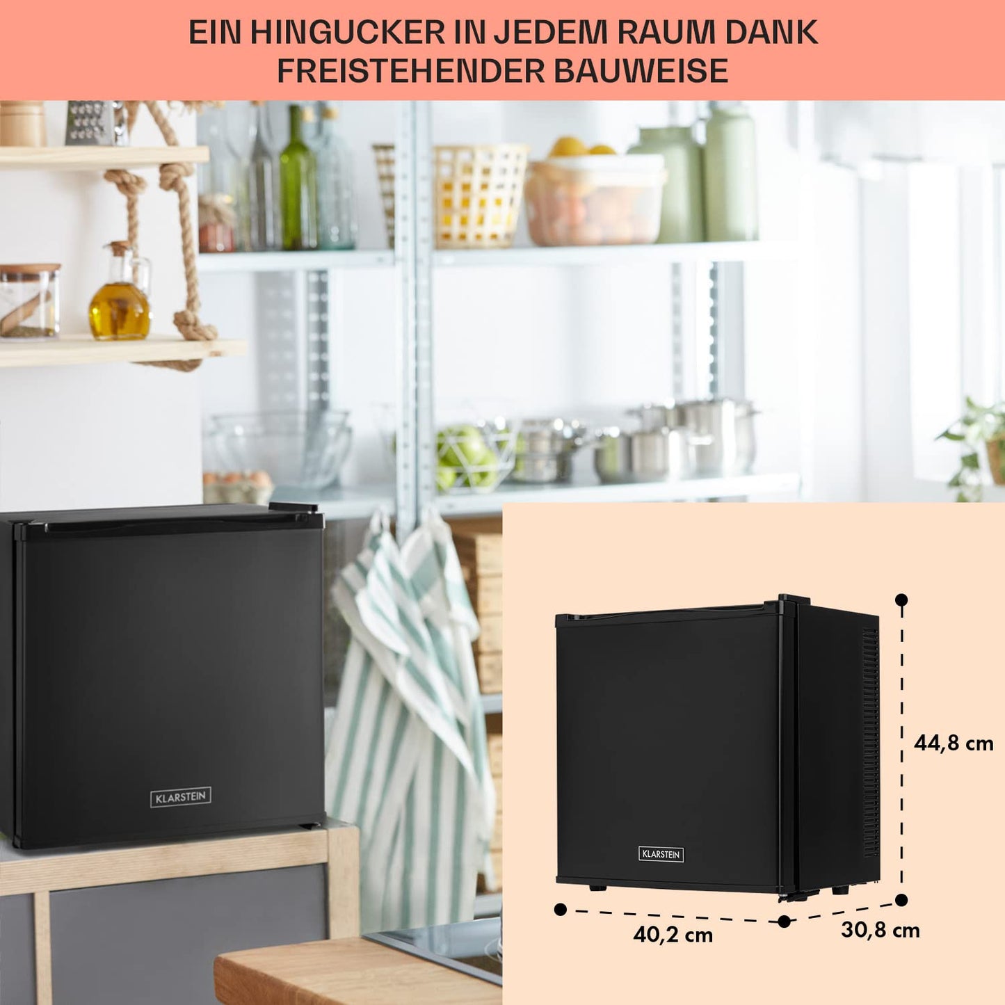 Klarstein mini fridge for rooms, 13L mini fridge for drinks & cosmetics, small minibar, fridge small & quiet, adjustable shelf, small skincare fridge 5-15°C
