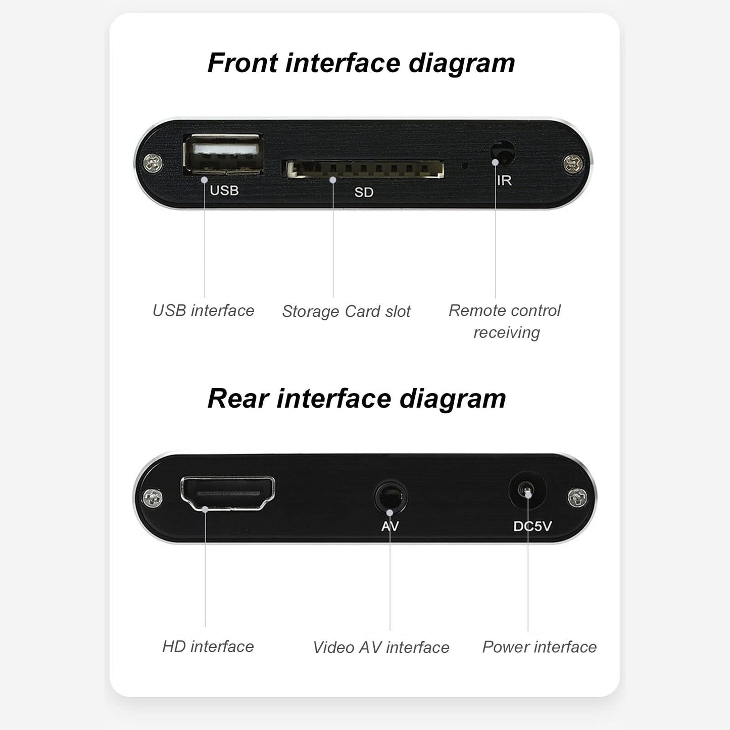 ciciglow HD Video Player, 4K, streaming media player, supports PPT, PDF, built-in 4G storage, for HD multimedia interface AV USB memory cards (4K)
