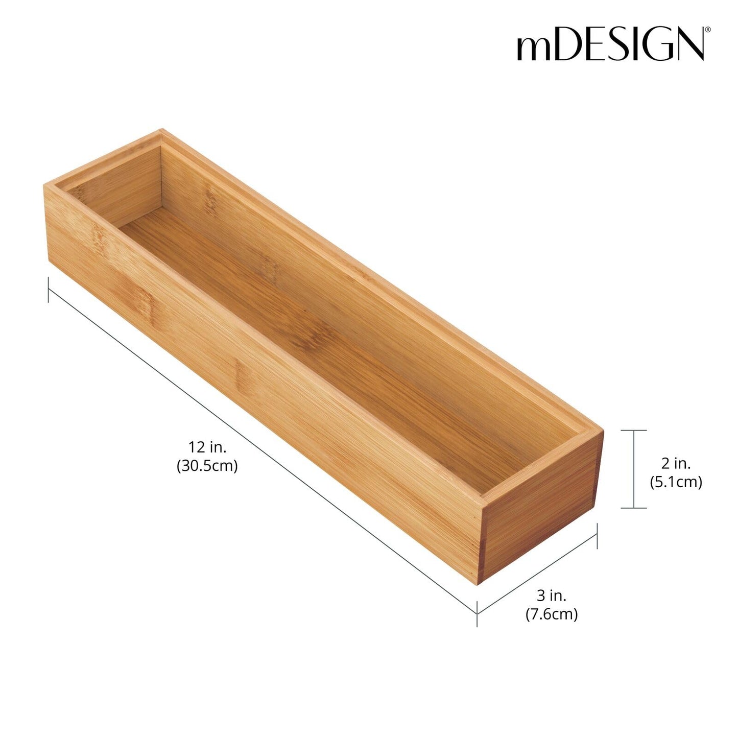 mDesgn 6-piece Desk and Bathroom Storage Box Set - rectangular drawer box made of bamboo - high-quality desk organizer for office supplies and craft supplies - natural color