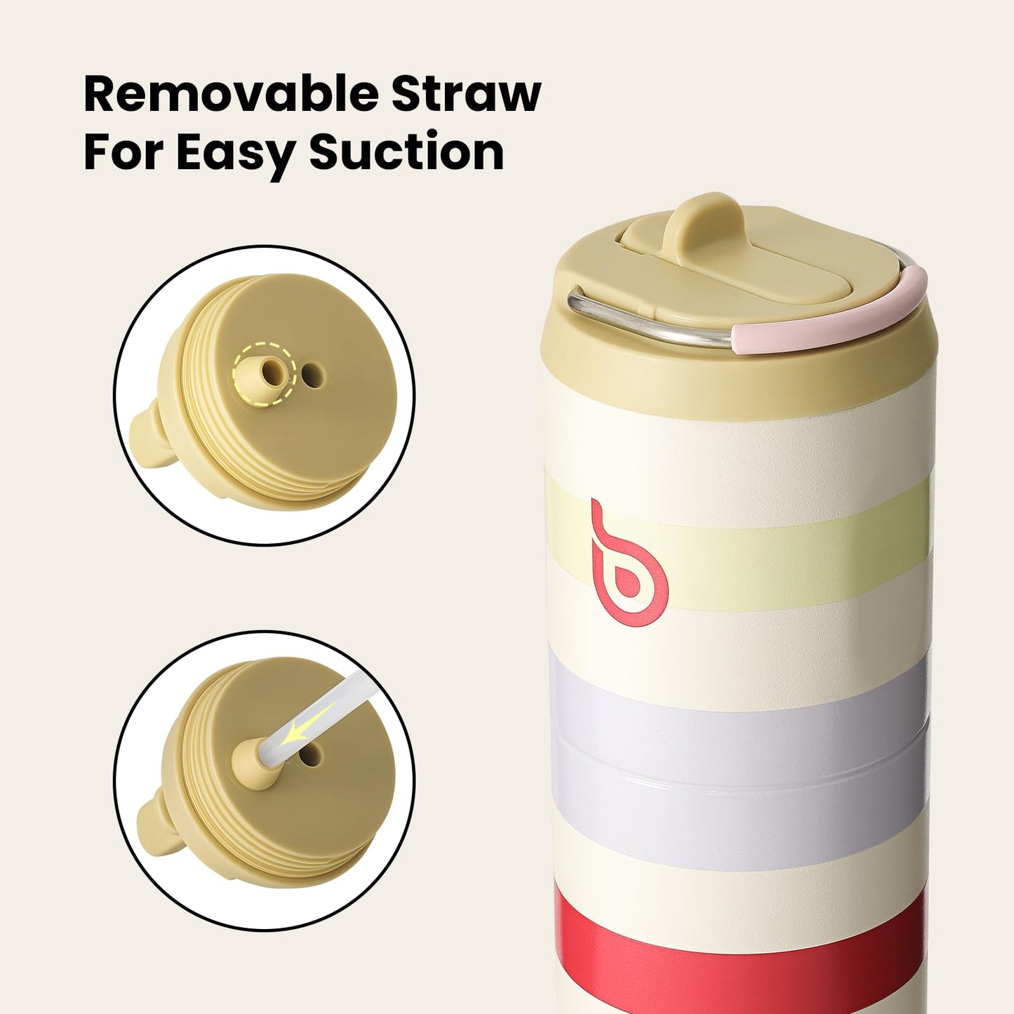 BOTTLE BOTTLE Insulated Stainless Steel Water Bottle 750ml with Straw, Lid & Handle - Leakproof, BPA-Free, Double-Walled - Ideal water bottle for sports, travel & fitness (Stripes)