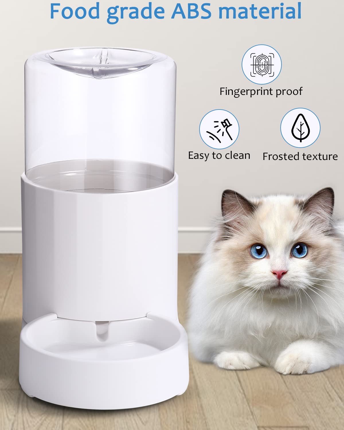 JOFLVA Pet Automatic Water Dispenser, 2.5L for Dogs Cats, Water Fountain Without Electricity, Non-Slip Base, BPA Free, with Placemat