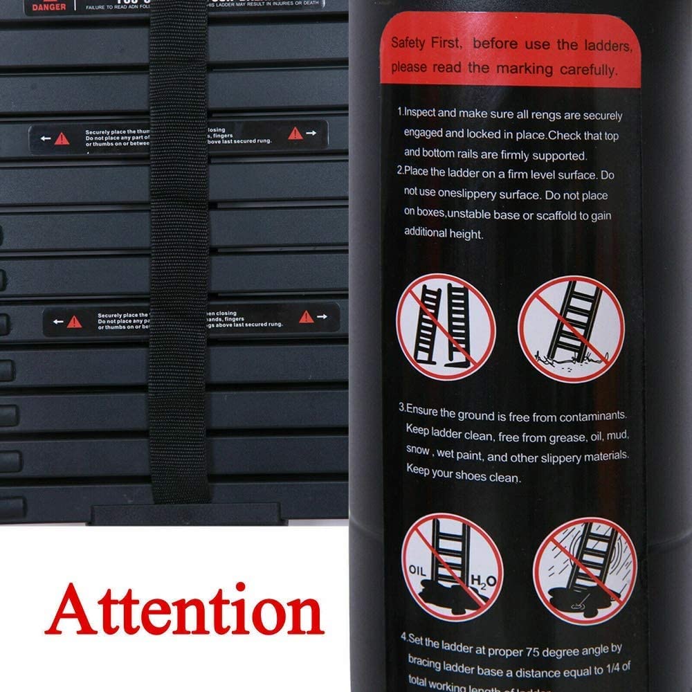 5m/16.5ft telescopic folding ladders made of aluminum EN131 certified. Multipurpose step ladder telescopic extension ladder portable aluminum ladder Max. load 150kg/330lb with removable hook.