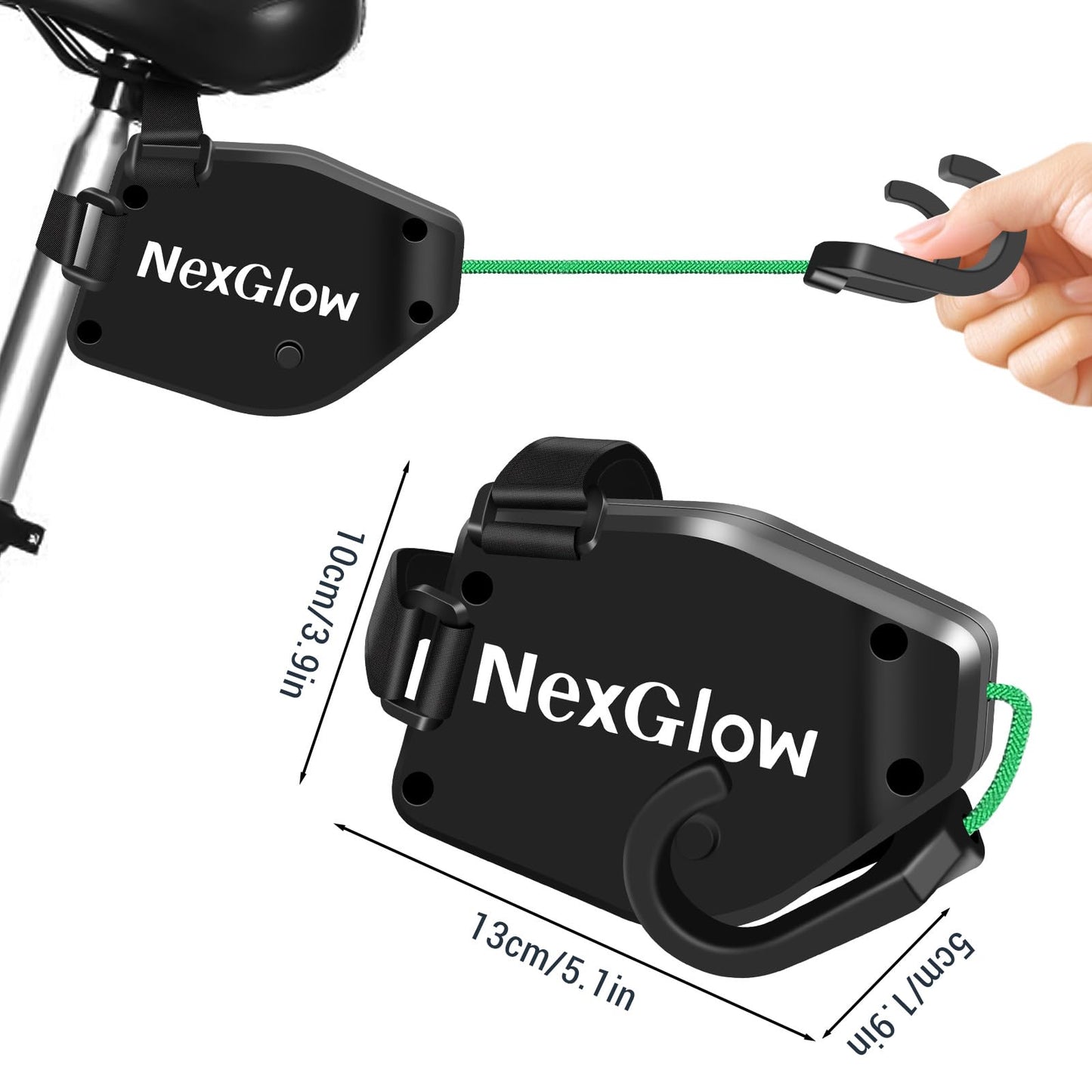 NexGlow towing rope for children's bikes, 2.5M bike pull rope for all bike frames, Retractable bike towing rope Follow me for kids MTB Bike