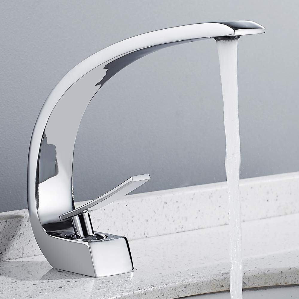 Bathroom faucet Chrome single handle mixer modern for bathroom (Chrome)