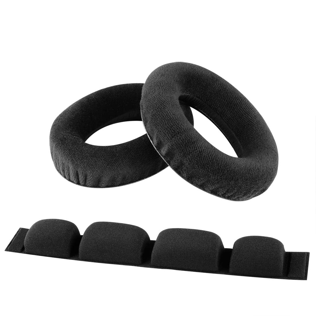 Geekria QuickFit Velour Replacement Ear Pads + Replacement Headband Pad for Sennheiser HD580 HD600 Headphones, Ear Pads + Replacement Headband Pad