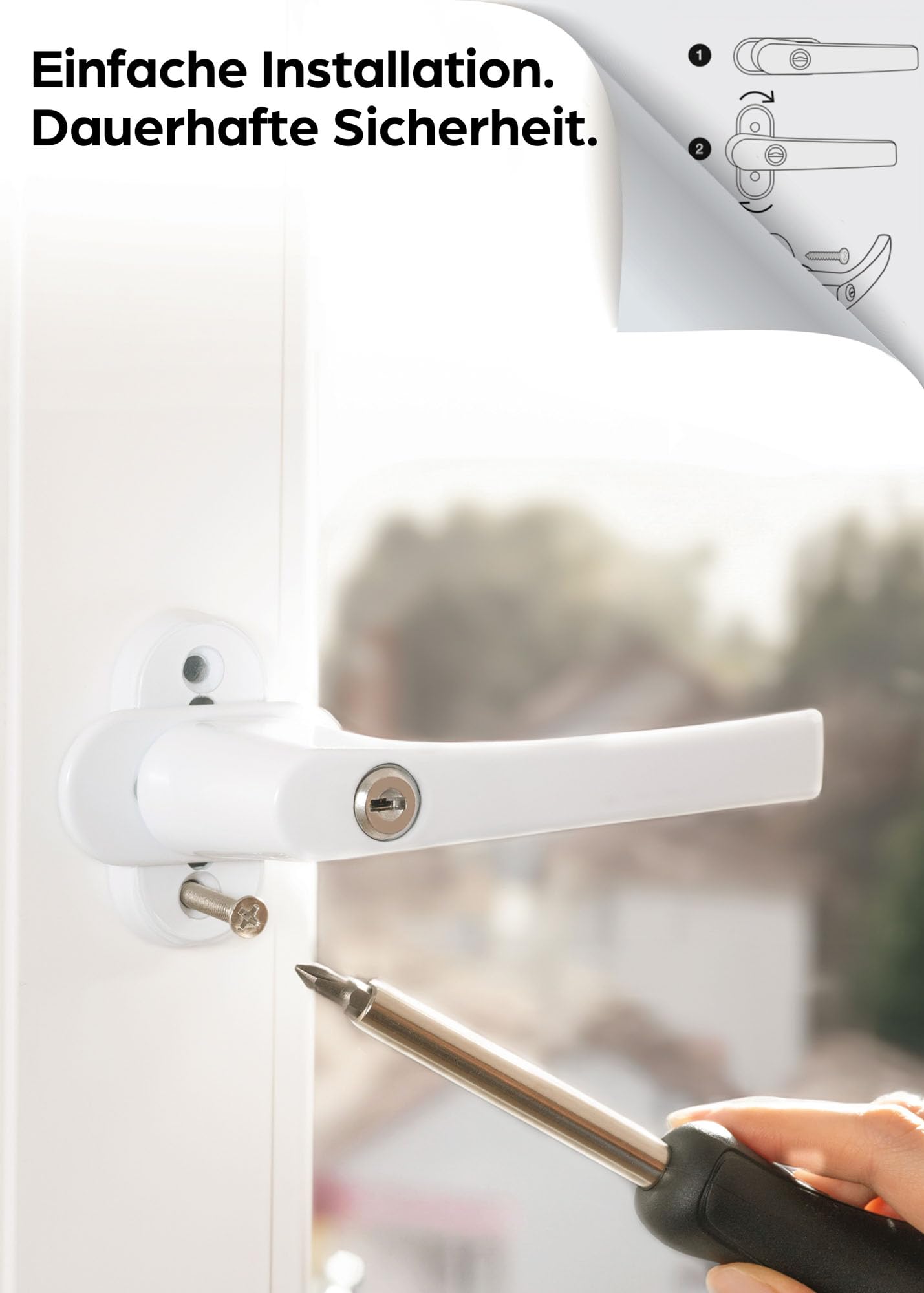 8 Lockable Window Handles White - ππΆπ»π±π²πΏππΆπ°π΅π²πΏ - Easy Installation - with 16 universal keys - Reliable Protection