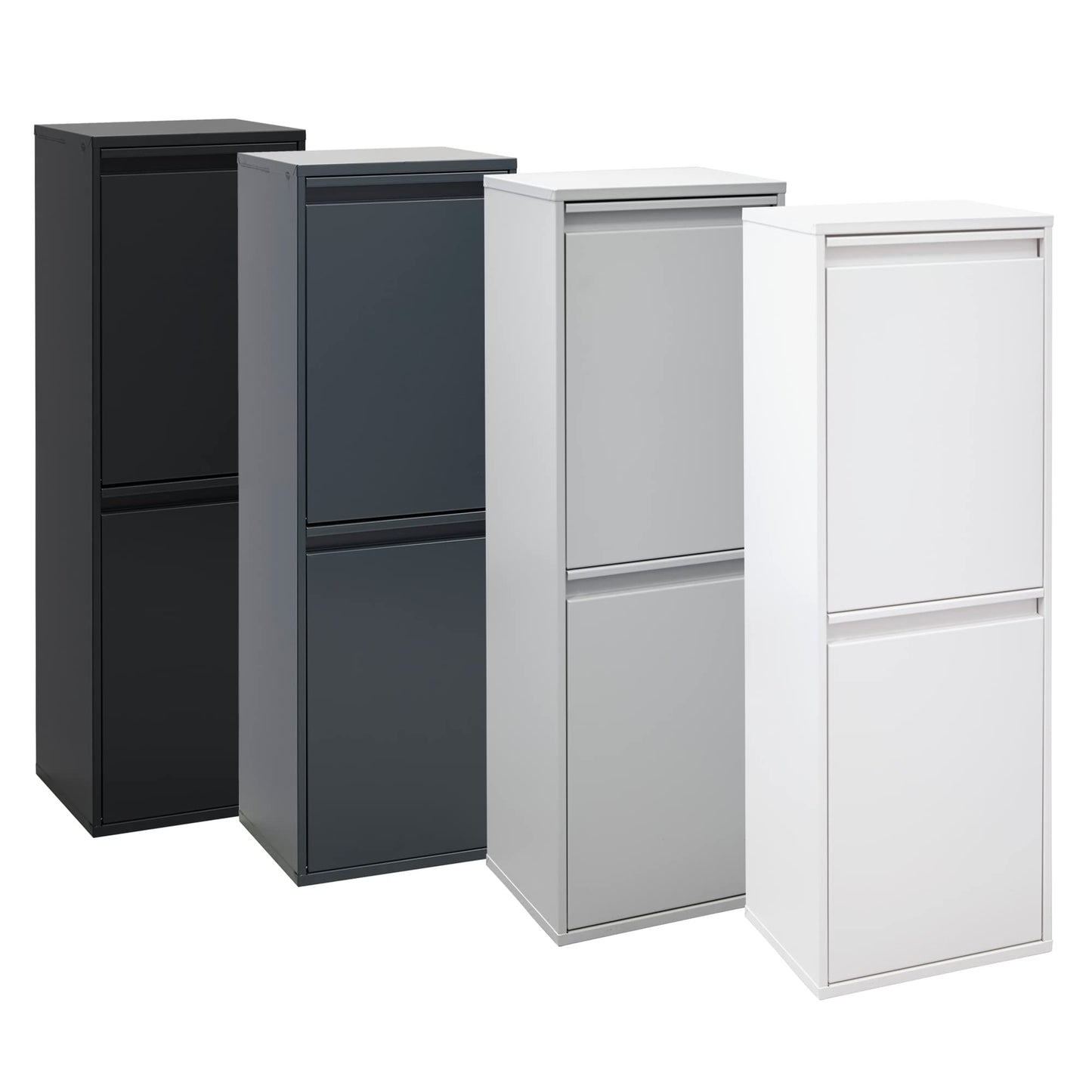 ARREGUI Basic CR201-B steel waste separation system | 2 compartments trash can for the kitchen | 2 compartment garbage bin | 2x17 L (34L) | Removable inner bins with handle | Recycling cabinet for waste separation | white