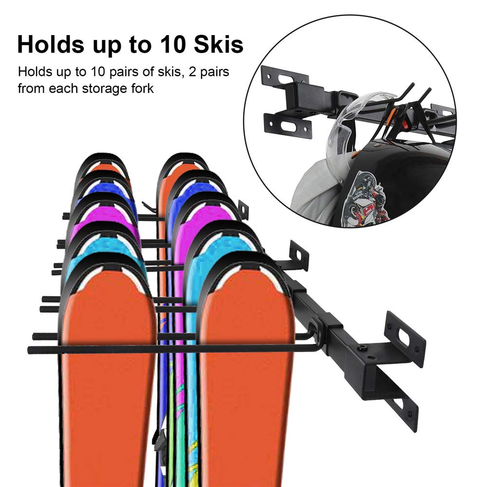 ANTOPY Ski Storage Rack Snowboard Stand Wall Mount Heavy Duty Metal Ski Wall Rack Holds up to 10 pairs, 200 pounds for Home and Garage Storage Organizer Hanger 3 Racks