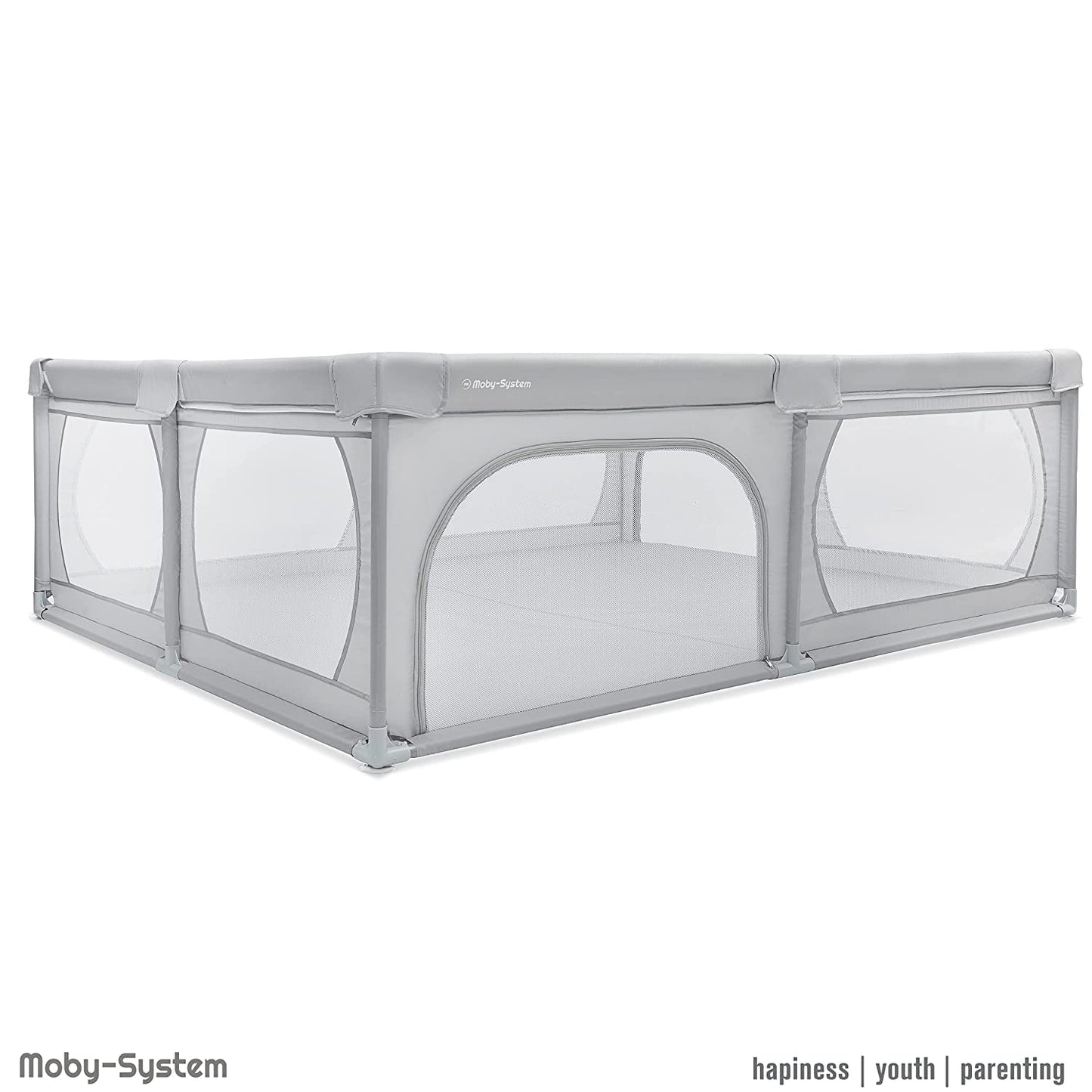 Moby-System Playpen Baby Foldable & Playard, Activity Center with Non-Slip Base - Waterproof 210D PVC, Carry Bag, 200x140cm - Play Area for Kids