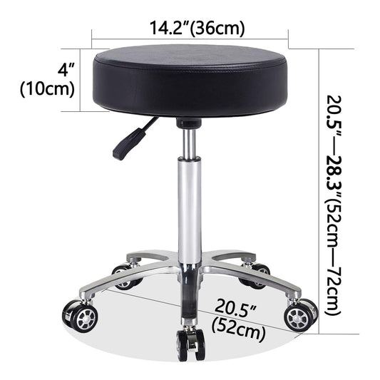 Antlu Roll Stool Adjustable Height Stool With Wheels Swivel Stool Office Stool Work Stool (black)
