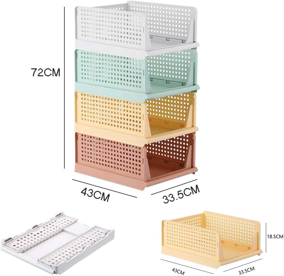 RMAN 4-Piece Wardrobe Organizer Drawer Box Stackable Closet Shelf Storage Box Plastic Storage Bins Divider Drawer for Clothes, Kitchen, Bedroom