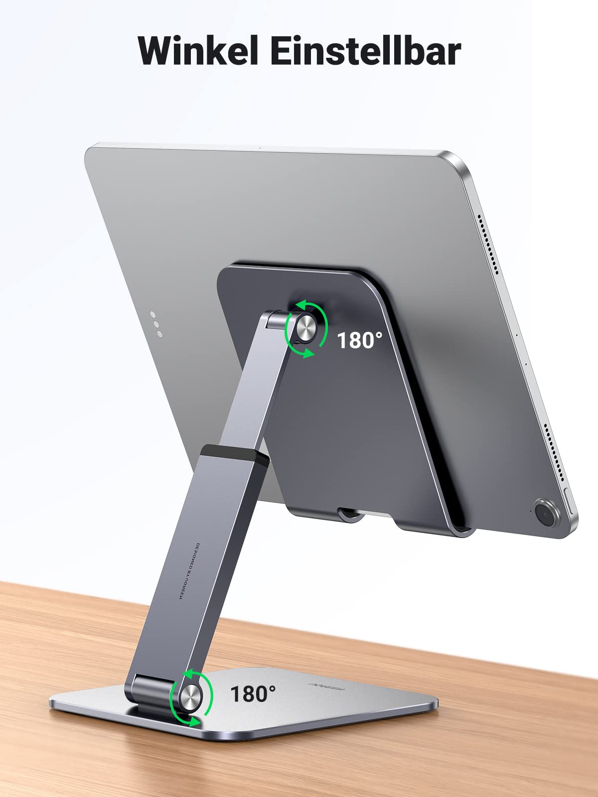 UGREEN Tablet Stand Height Adjustable Holder Aluminum Adjustable Height Holder compatible with iPad Pro Air Mini 11 12.9 Galaxy Tab S9+ Redmi Pad Huawei MatePad iPhone up to 12.9 inches.