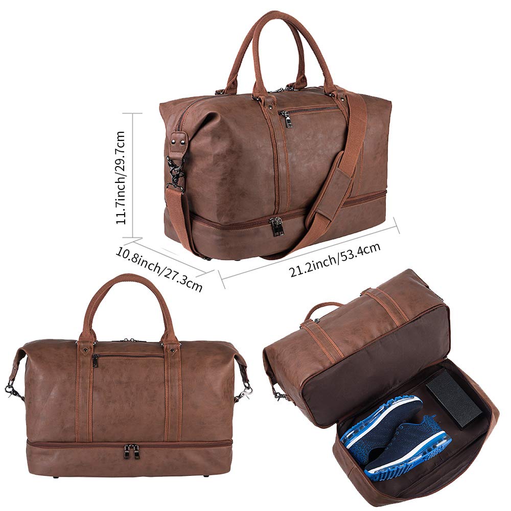 Overnight travel bag, canvas-leather, oversized weekend bag, large carry-on bag, travel bag for women or men.