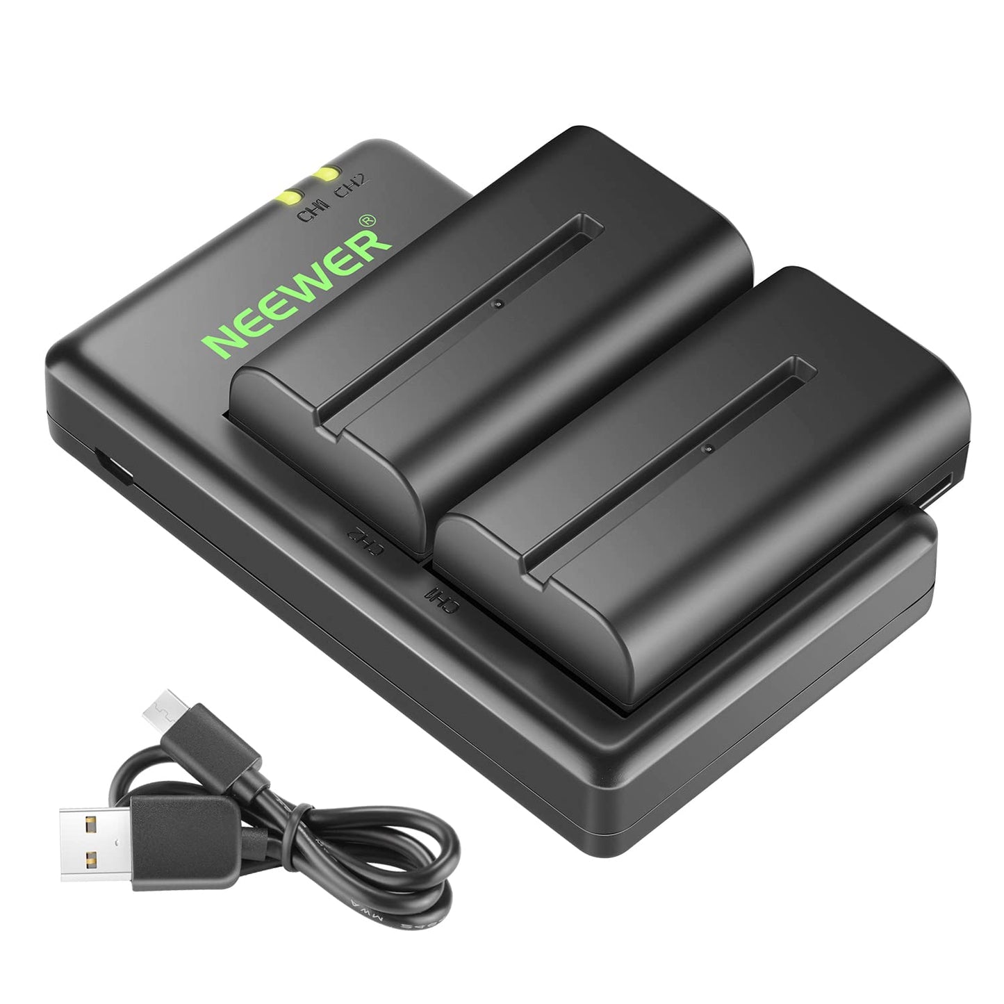 NEEWER NP F550 battery charger set, compatible with Sony NP F970 F750 F770 F960 F550 F530 F330 F570 CCD SC55 TR516 TR716 TR818 TR910 TR917 NEEWER LED light/monitor/camera slider (2-pack, black).