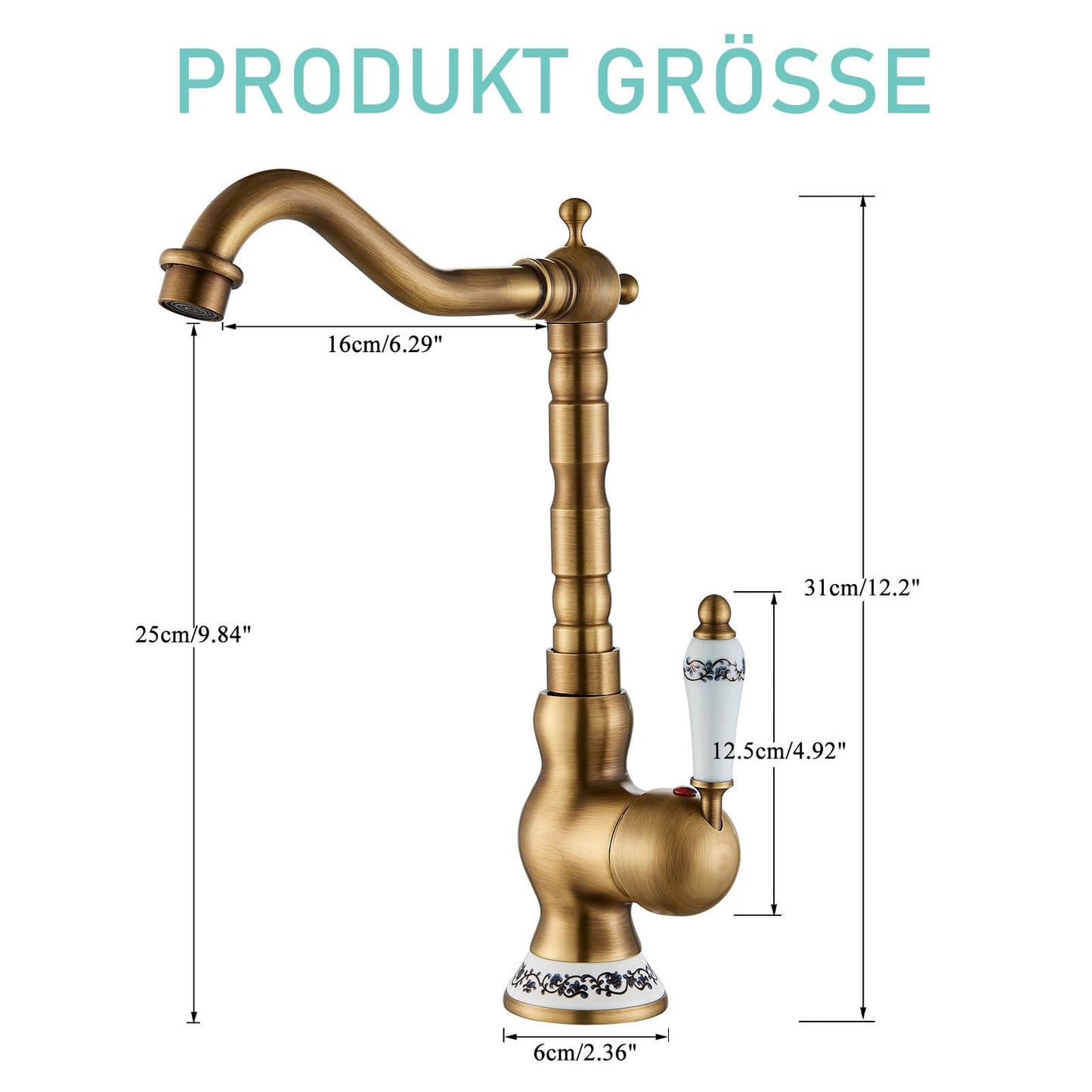 Suguword Retro Design Bathroom Faucet Basin Mixer Tap Antique Brass Faucet Ceramic Sink Tap Washbasin Bathroom Sink Armature