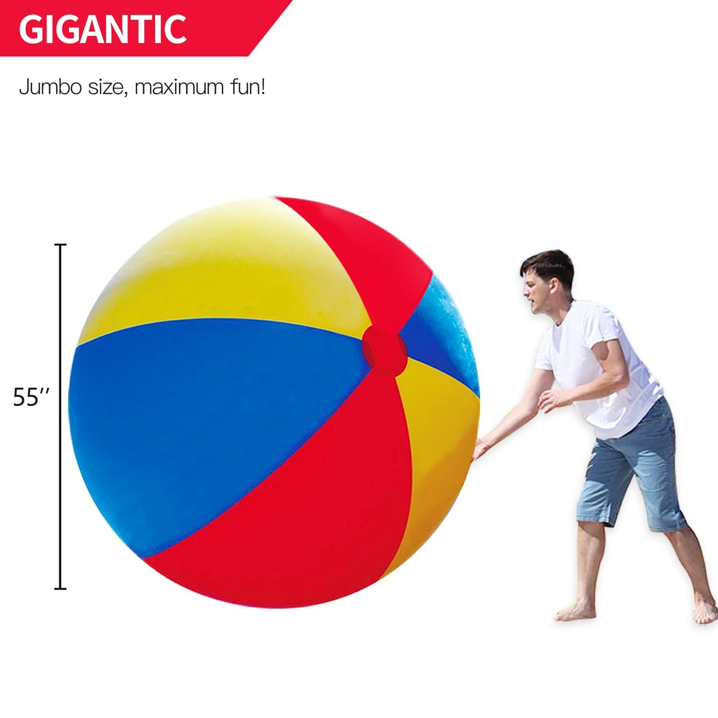 Novelty Place Giant Inflatable Beach Ball, Pool Toy for Kids & Adults - Jumbo Size 5 Feet (60 Inches)