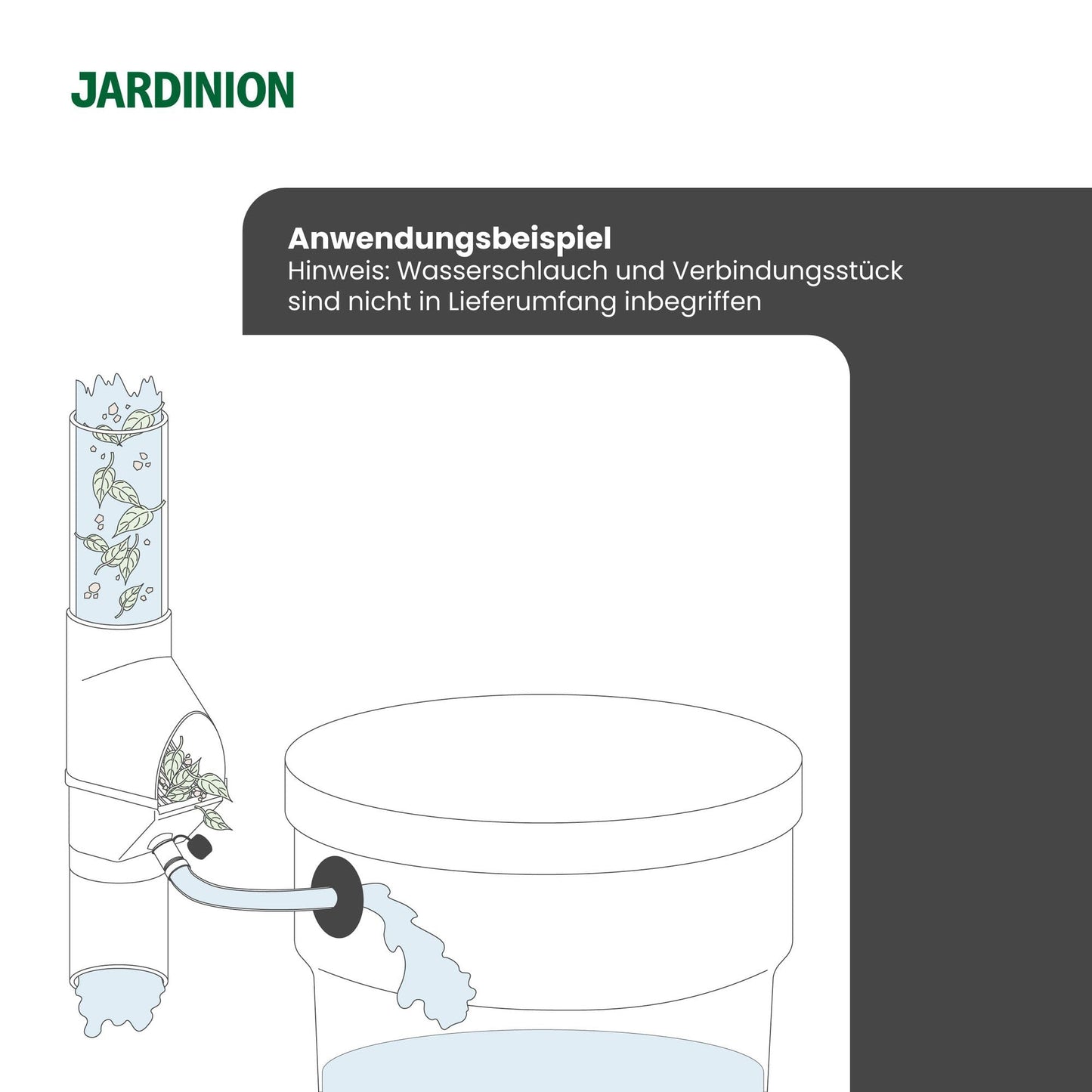 Jardinion rainwater filter, downpipe leaf diverter Black 30.5 x 12 x 17.5cm Rainwater collector for downpipe DN75, DN85, DN100