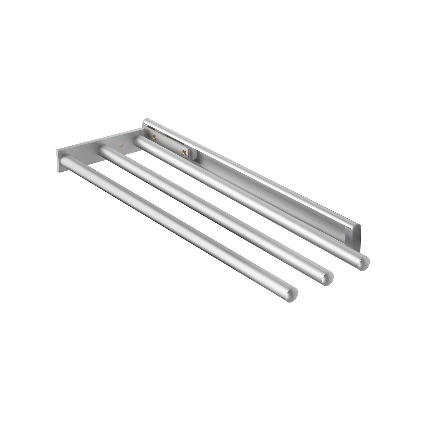 Emuca - Extendable towel holder, 3 arms, towel rack for kitchen or bathroom, 440 mm, aluminum, Matt anodized