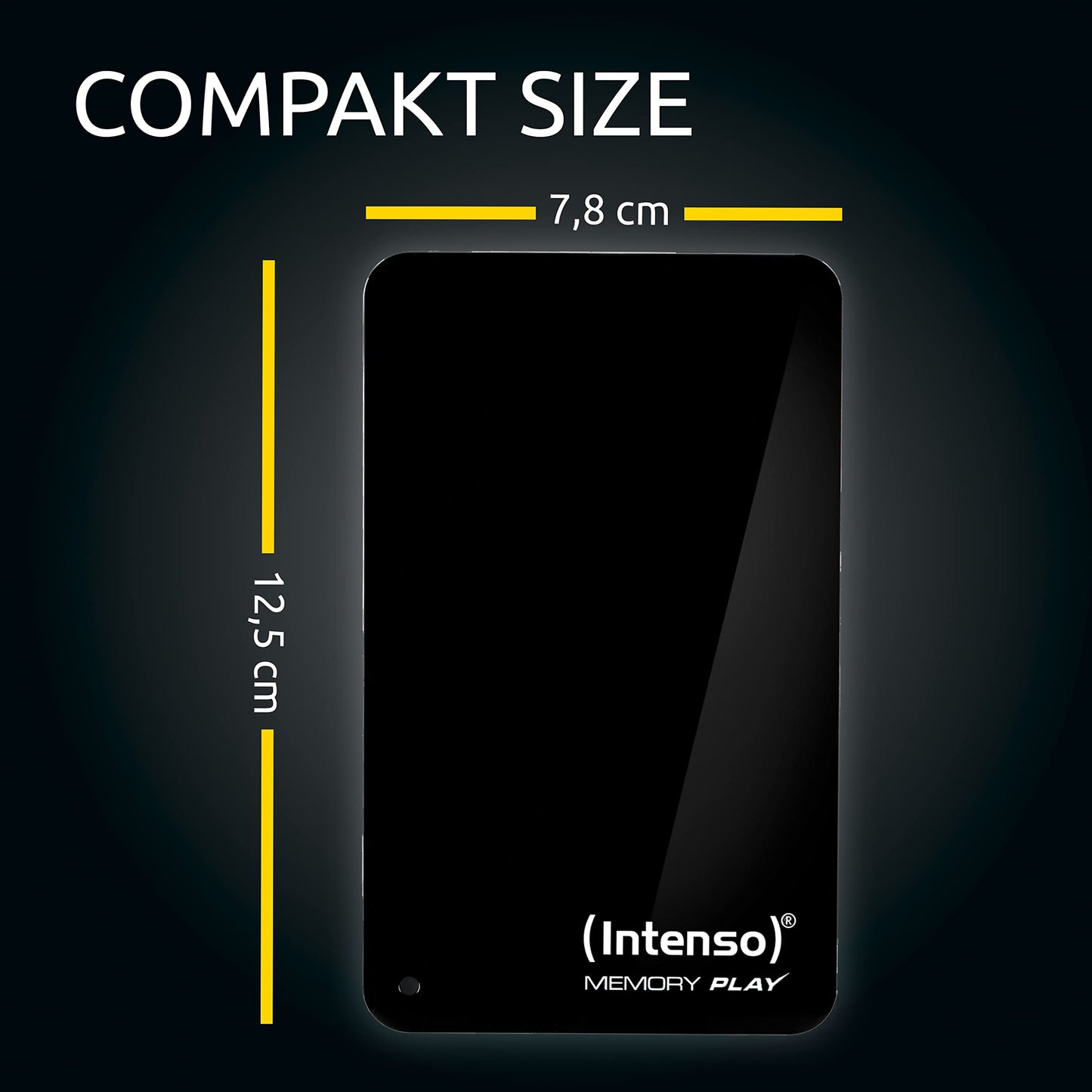Intenso 6021460 Memory Play 1TB external TV hard drive (2.5 inches, 5400rpm, 8MB cache, USB 3.2 Gen 1x1) including TV mount in black.