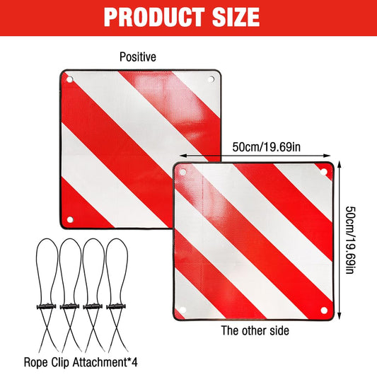 HOVCEH 2in1 warning sign Italy and Spain, 50 x 50 cm warning sign for bike carriers made of aluminum with 4 tension ropes. Warning sign for bike carriers in Italy for motorhomes, bike carriers, caravans, rear carriers.