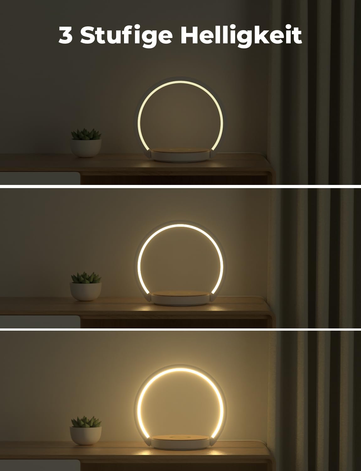 VOSFEEL bedside lamp table lamp touch dimmable 18W wireless charger night light with 3 levels of brightness for bedroom living room office