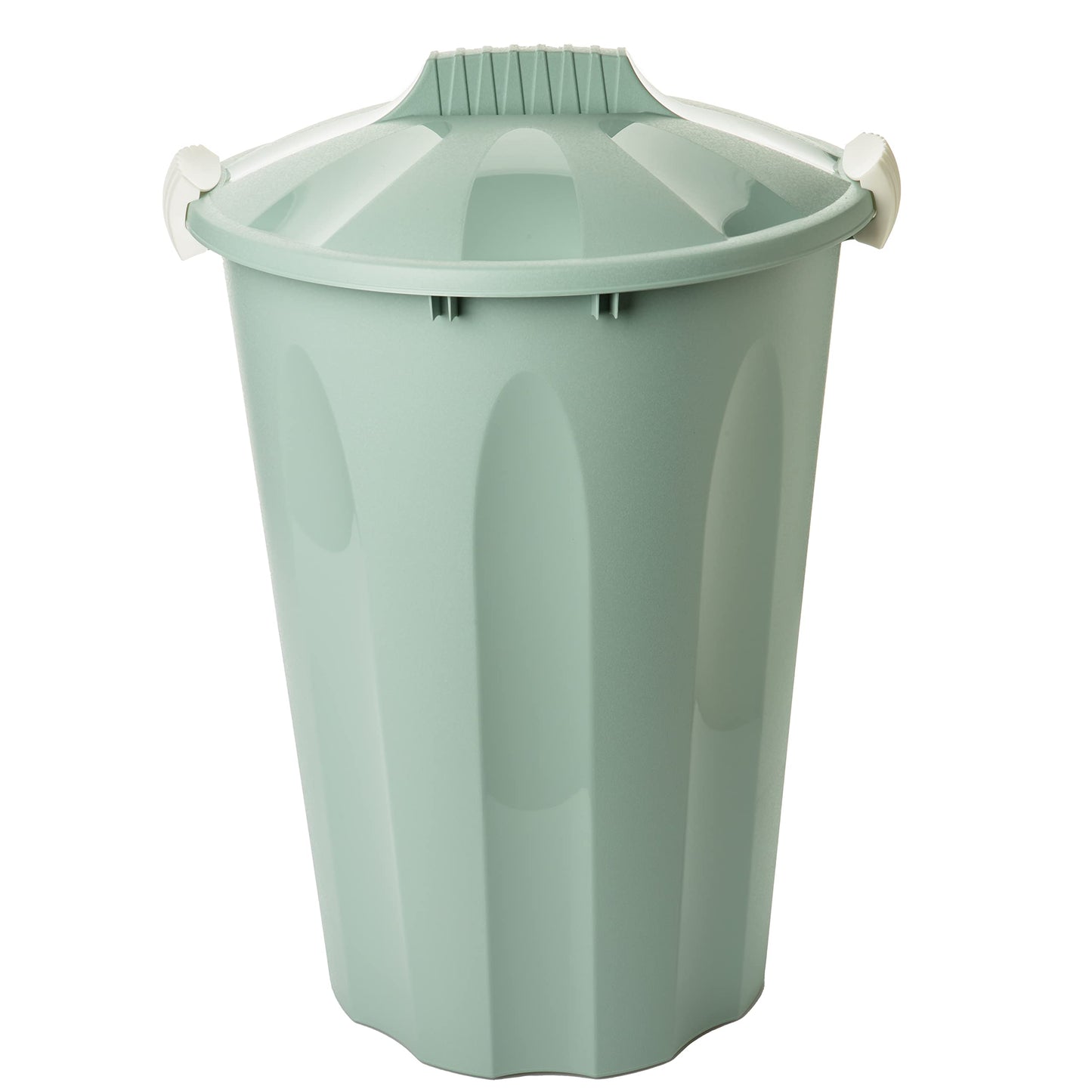 2 friends Trash can with lid, 40l can with lid, set of 3, garbage bin with lid, feed barrel, waste bin with lid and carrying handles, color: pastel gray, pastel sand, pastel green, Made in EU.