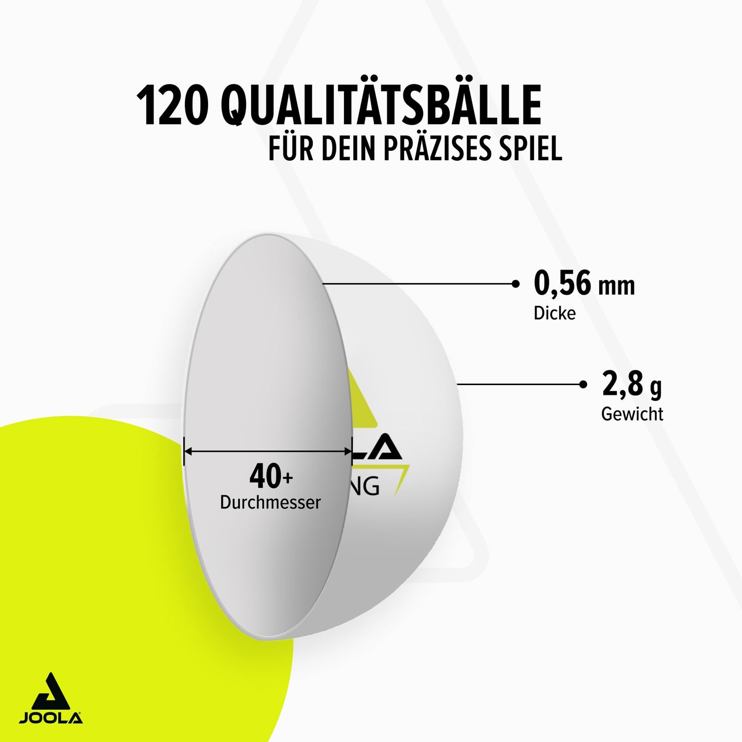 JOOLA 44230 Table Tennis Balls TRAINING 40+ Table Tennis Balls 120-pack, White