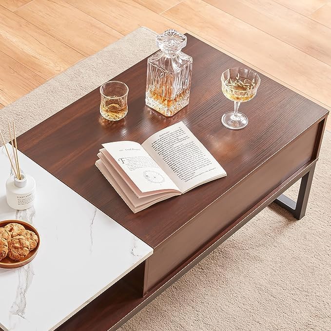 Aiorber height-adjustable coffee table is multifunctional with storage and height adjustment. Smart extendable sofa table, waterproof - 110 x 41 x 50 cm.