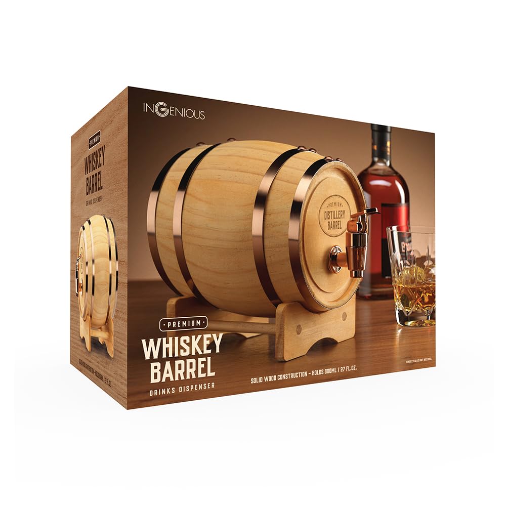 InGenious Mini decanter made of wood for whisky barrels | functional drink holder for whisky and spirits.
