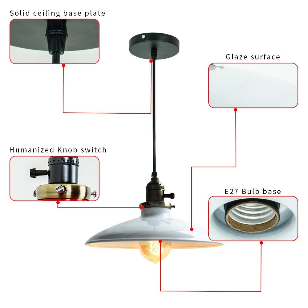 Glighone pendant light white ceiling light hanging lamp E27 retro vintage hanging lamp for bedroom living room dining table kitchen lamp suspension
